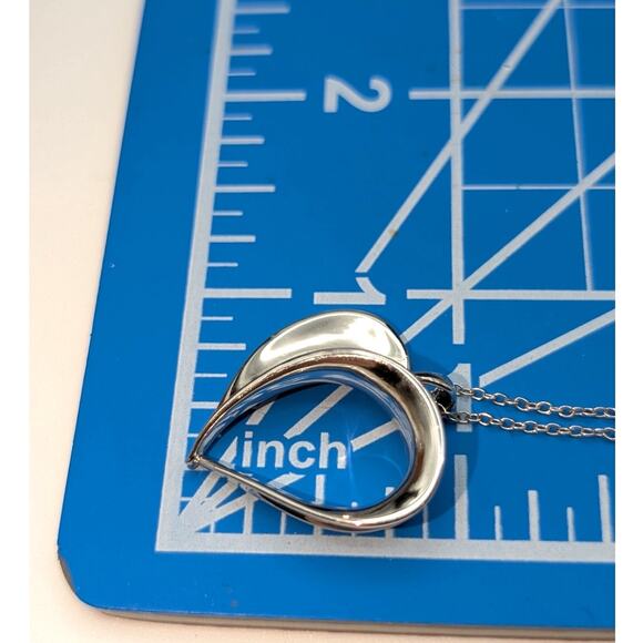 PAJ 925 Sterling Silver Large Open Heart Pendant 18" Necklace - Picture 5 of 7